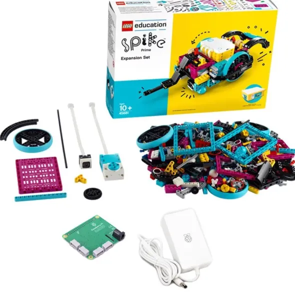 Kit LEGO Edu SPIKE Prime Nuovo Set espansione 45681 + Raspberry Pi HAT + Alimentatore