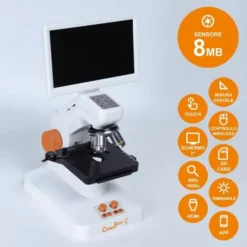 MicroCampus Auge 5 - Microscopio digitale didattica 40x-1600x 8MP, Touchscreen LCD 7" HDMI