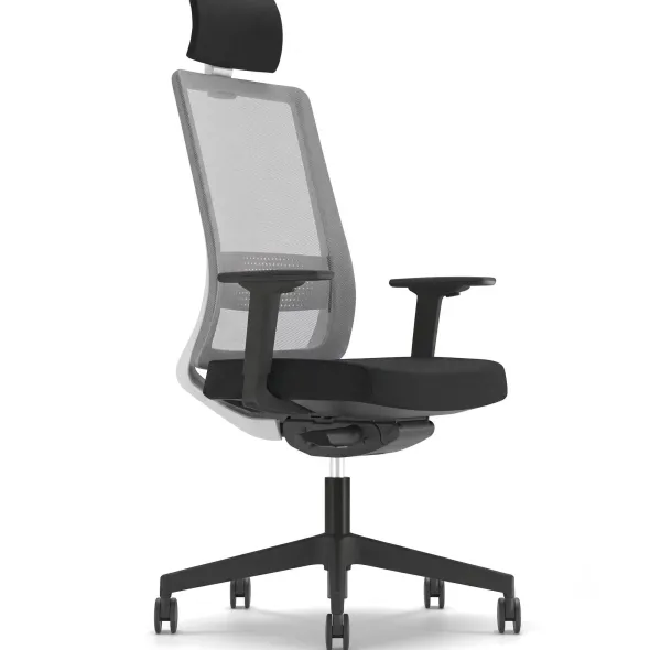Poltroncina AXIS con poggiatesta e braccioli regolabili - Schienale in rete