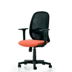 Poltroncina girevole con schienale in rete alto (con braccioli) - Colore Arancione
