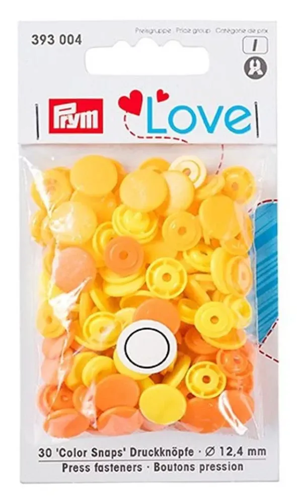 Prym Color Snap Love Bottoni a Pressione Gialli 30 pz