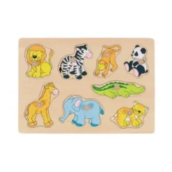 PUZZLE LEGNO C/POMELLI CM.30X21 - ZOO DEGLI ANIMALI (8 PZ.)