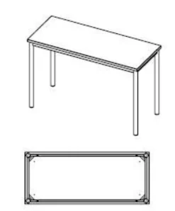 Rettangolo mini - tavolo rettangolare primaria Latte 70x50x64H cm (telaio perim. Argento)