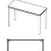 Rettangolo mini - tavolo rettangolare primaria Latte 70x50x71H cm (telaio perim. Argento)