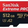 SanDisk Extreme Pro - microSDXC da 512GB A2/V30/U3/Class10 con adattatore