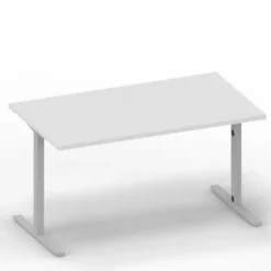 Scrivania Idea+ con gamba a T-180x80x76h cm-BIANCO/Telaio ARGENTO RAL9006 RC
