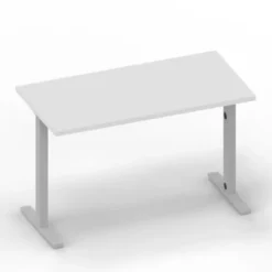 Scrivania Idea+ con gamba a T - 180x80x67,8-77,8H cm - BIANCO/Telaio ARGENTO RAL9006