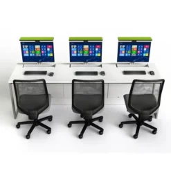 Scrivania tripla per monitor pop-up 210x67x74H cm
