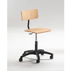 Sedia con seduta e schienale in faggio con ruote