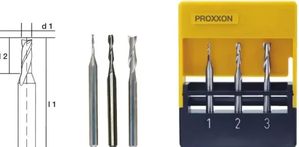 Serie di 3 frese a gambo in tungsteno