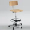 Sgabello con seduta e schienale in faggio 48-70h cm