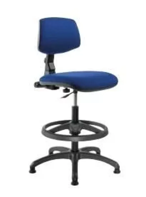 Sgabello girevole con schienale e seduta in tessuto classe B Blu