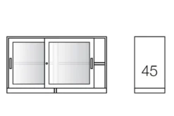 Sopralzo porte scorrevoli vetro temperato, 1+1 ripiani, cm 180x45x88h