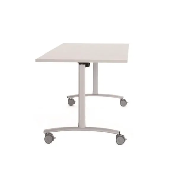 Tavolo Archimede 180x80x74,8H con piano ribaltabile e ruote - BIANCO FSC/Telaio Grigio - C