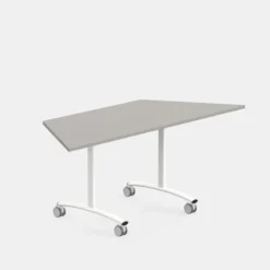 Tavolo Archimede 180x100x69,3x74,8H Trapezoidale ribaltabile con ruote - Bianco
