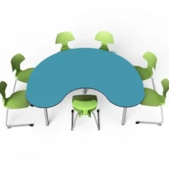 Tavolo collaborativo a ferro di cavallo 180x120x72h - AZURE BLUE
