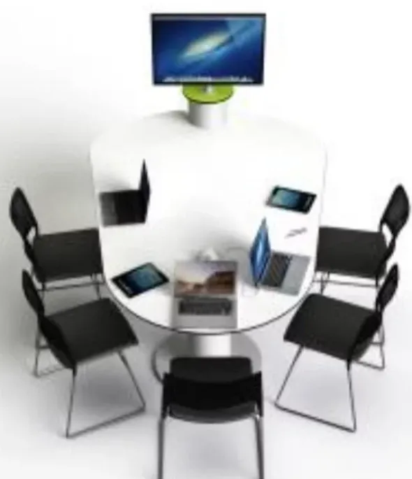 Tavolo collaborativo multimediale a plettro - 6 posti