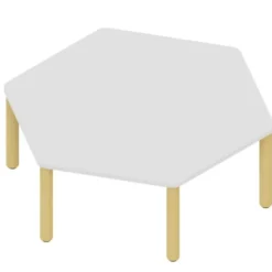 Tavolo esagonale 130x65x46H cm color latte e faggio