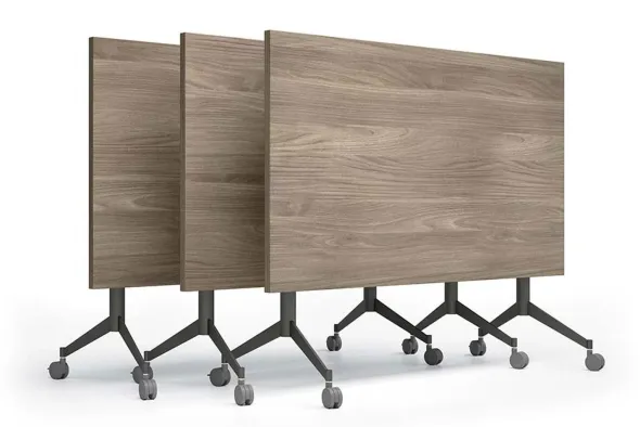 Tavolo pieghevole con ruote 180x80x75H - BIANCO/TELAIO ARGENTO