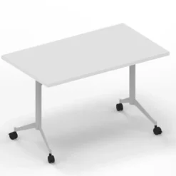 Tavolo pieghevole con ruote 120x70x75H - BIANCO/TELAIO ARGENTO