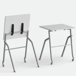 Tavolo Pitagora 70x60x75H - Bianco con telaio grigio
