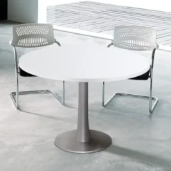 Tavolo rotondo diam cm 120x30x76 con piantana centrale - BIANCO