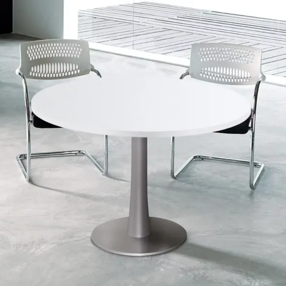 Tavolo rotondo diam cm 120x30x76 con piantana centrale - BIANCO