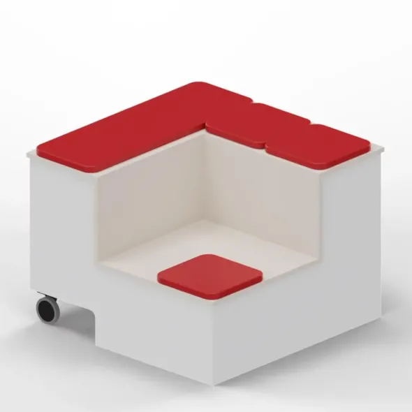 Tribuna mobile a gradoni ad Angolo 105x105x76H CM con cuscini